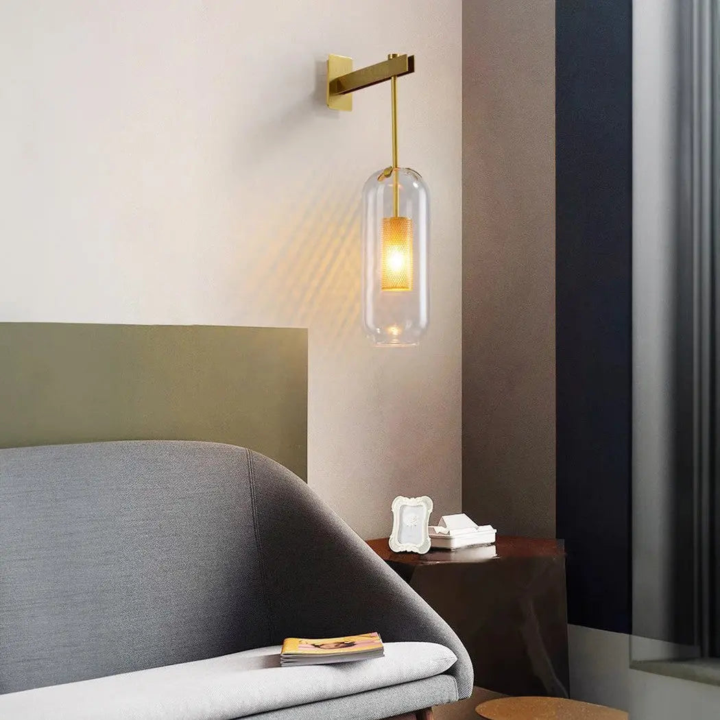 Chiswick Glass Shade Short Arm Wall Light Erbstuk
