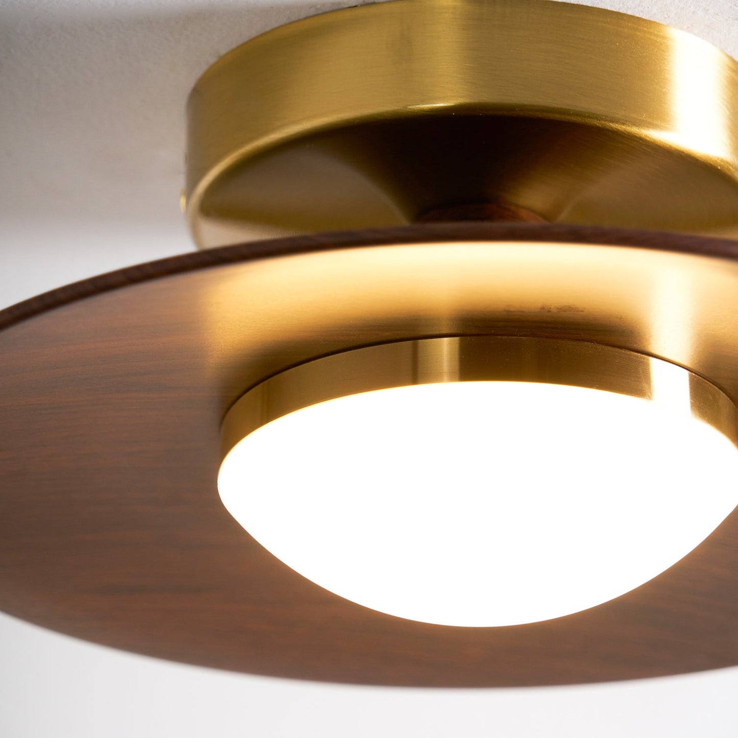 Compact Disc Flush Mount Ceiling Light — Metal & Wood Tone