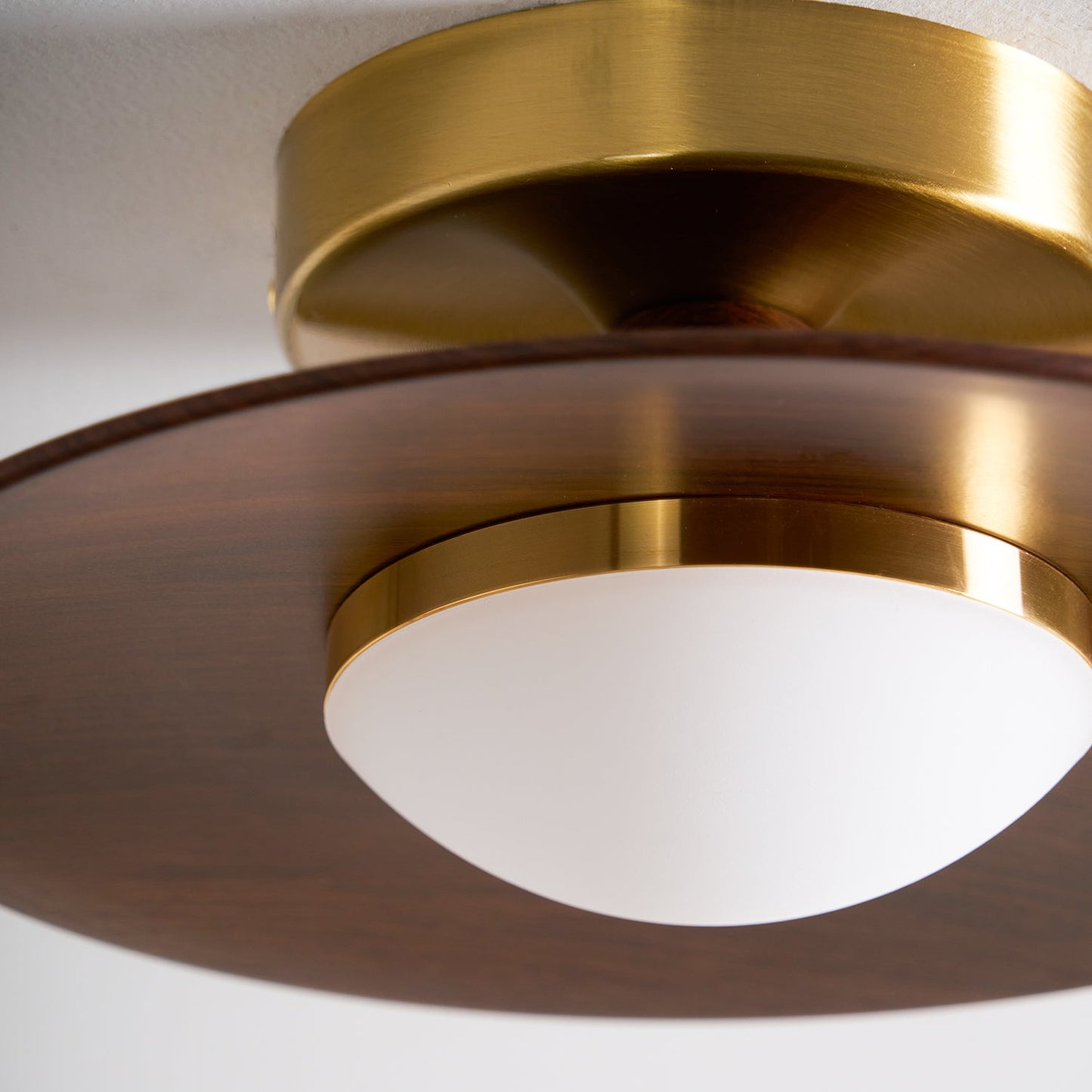Compact Disc Flush Mount Ceiling Light — Metal & Wood Tone