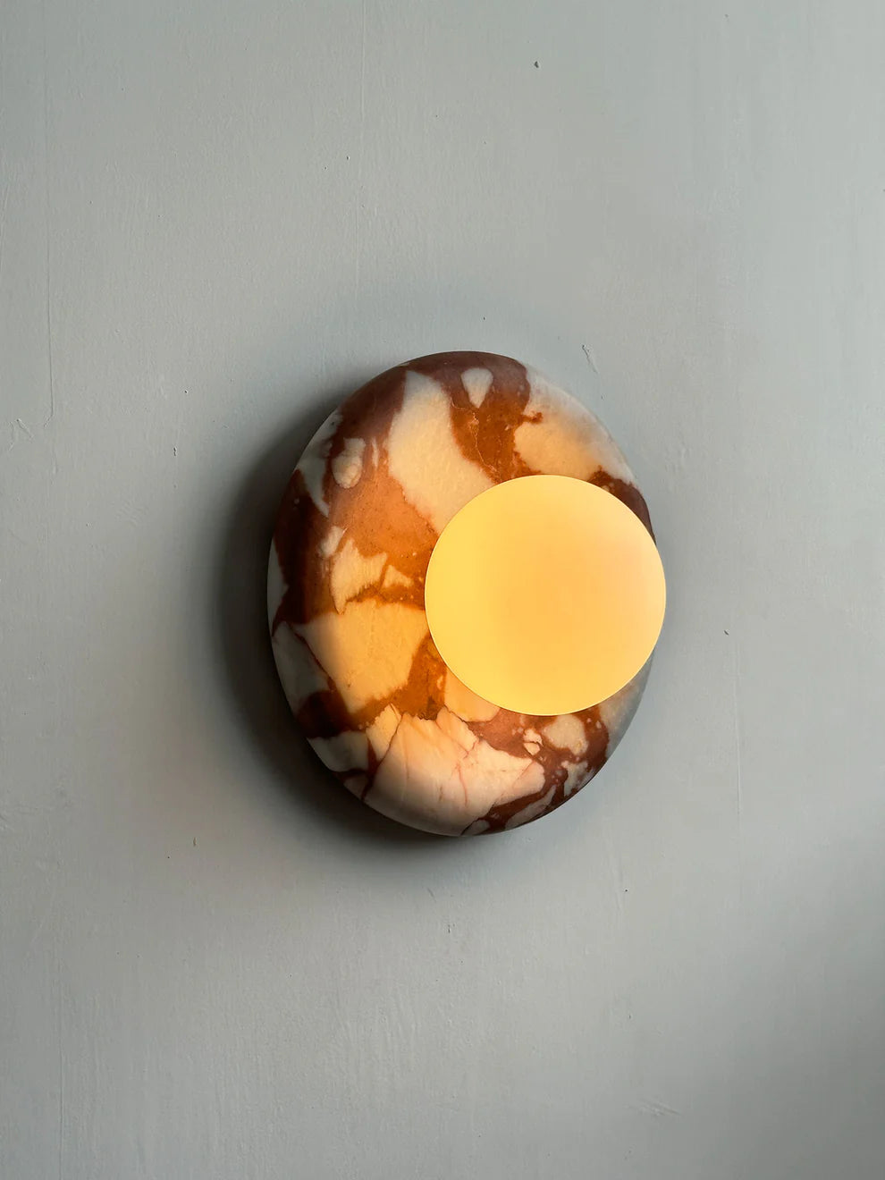Strata Wall Sconce — Natural Stone Sconce with Frosted Glass Globe