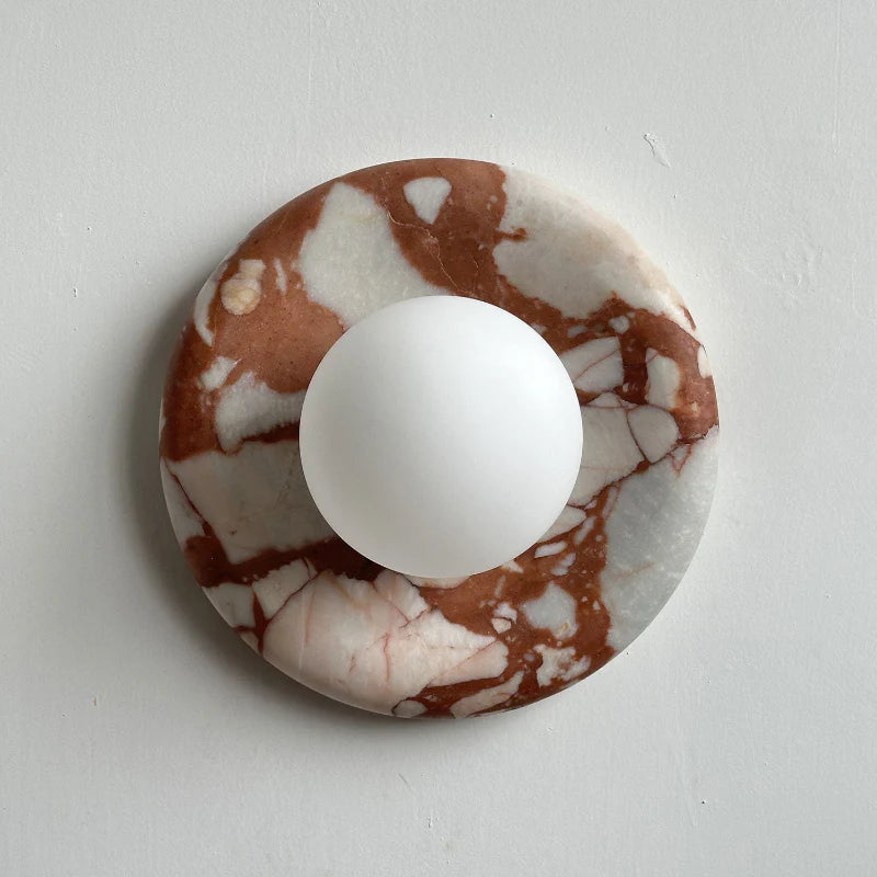 Strata Wall Sconce — Natural Stone Sconce with Frosted Glass Globe