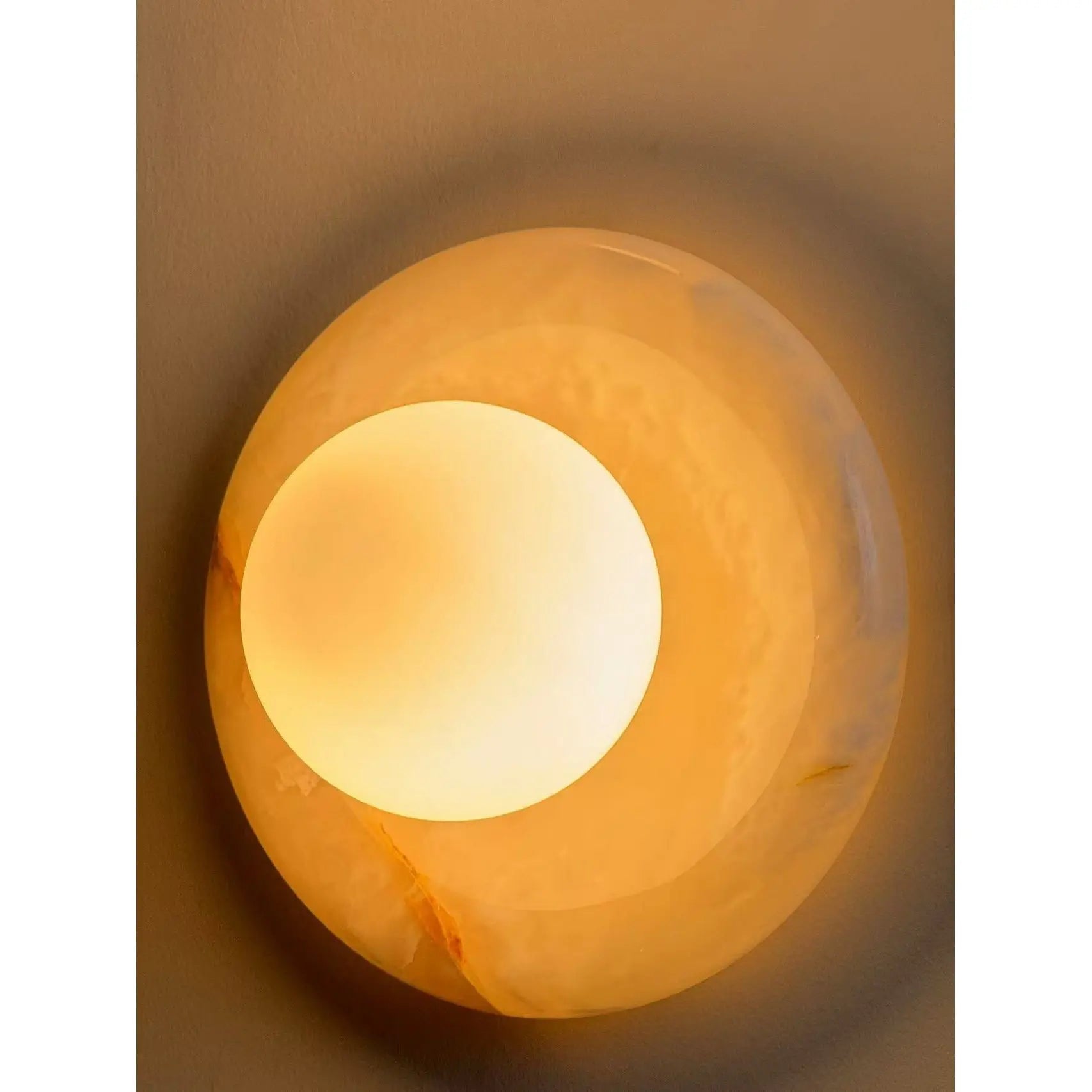Natural Stone Wall Sconce — Round Designer Wall Sconce Fixture, Each Piece One-of-a-Kind — Wall Lights for Bedroom, Wall Lights for Living Room — Indoor Wall Lamp for Hallway and Den/Study Erbstuk