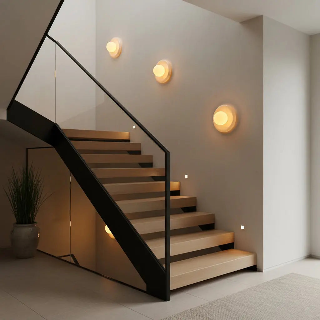 Natural Stone Wall Sconce — Round Designer Wall Sconce Fixture, Each Piece One-of-a-Kind — Wall Lights for Bedroom, Wall Lights for Living Room — Indoor Wall Lamp for Hallway and Den/Study Erbstuk