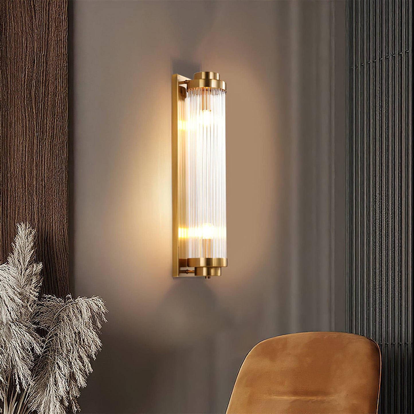 Reeded Glass Column Wall Sconce