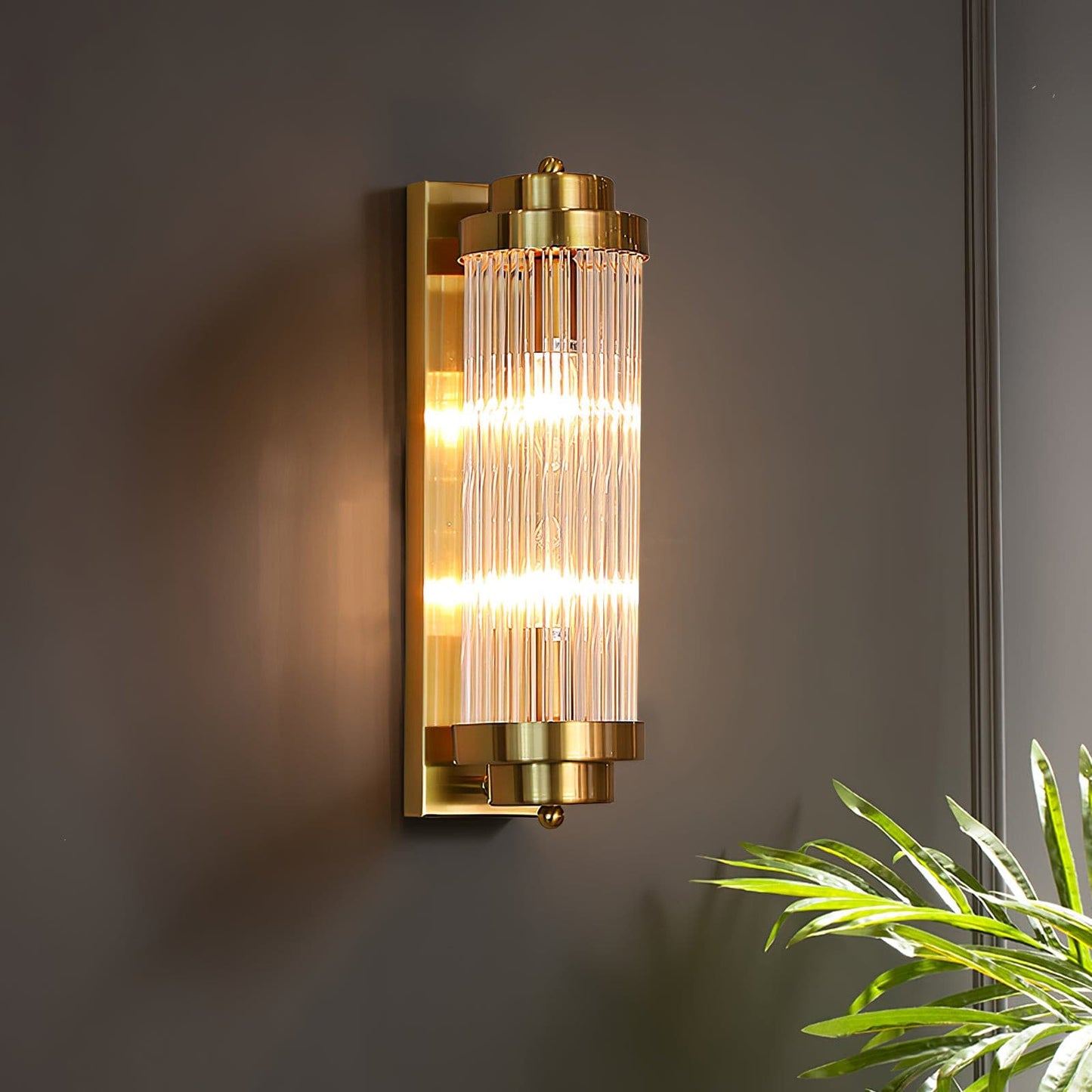 Reeded Glass Column Wall Sconce