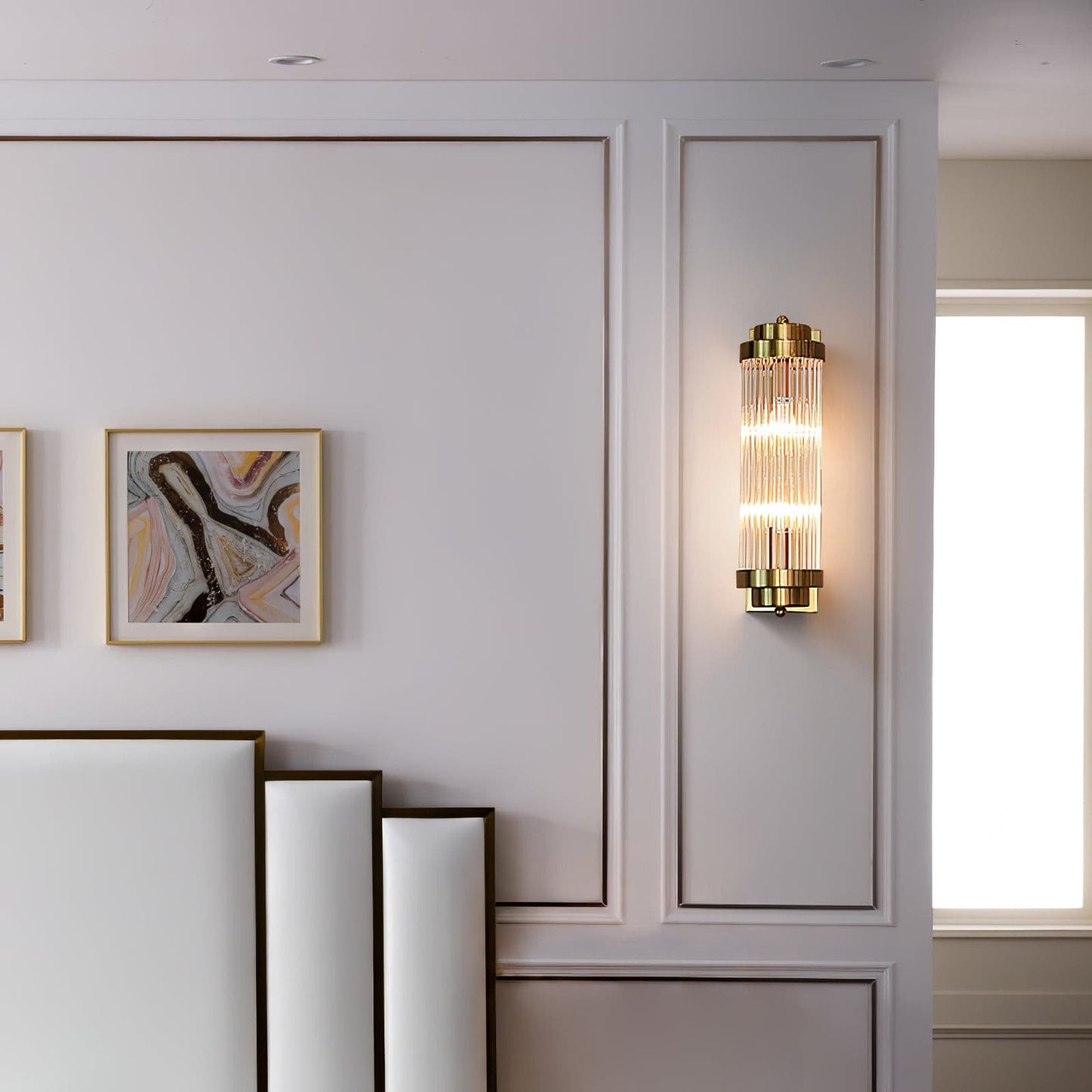 Reeded Glass Column Wall Sconce