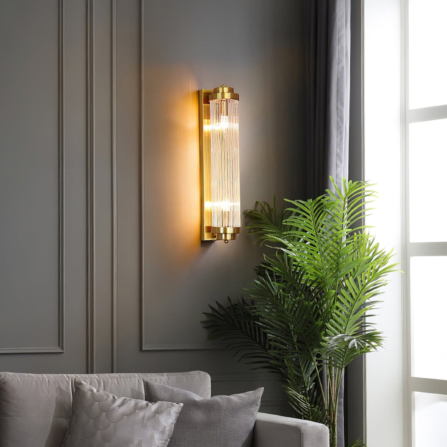 Reeded Glass Column Wall Sconce