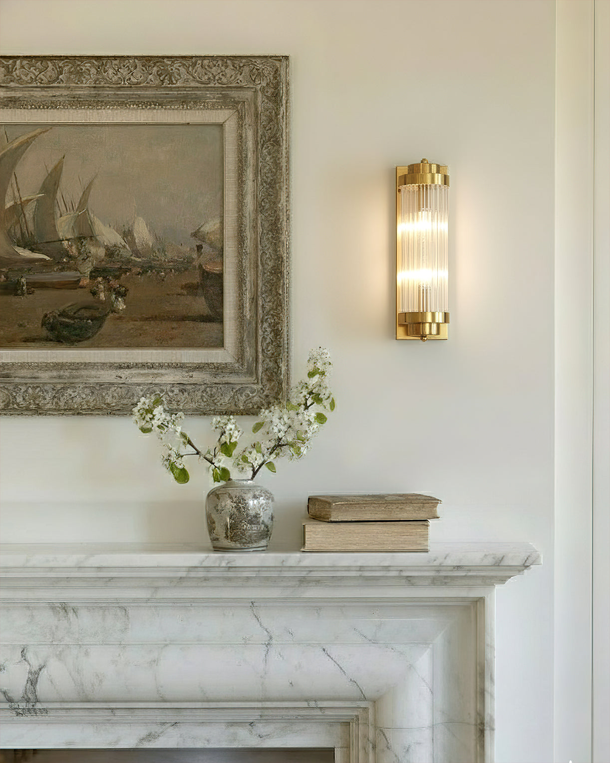 Reeded Glass Column Wall Sconce