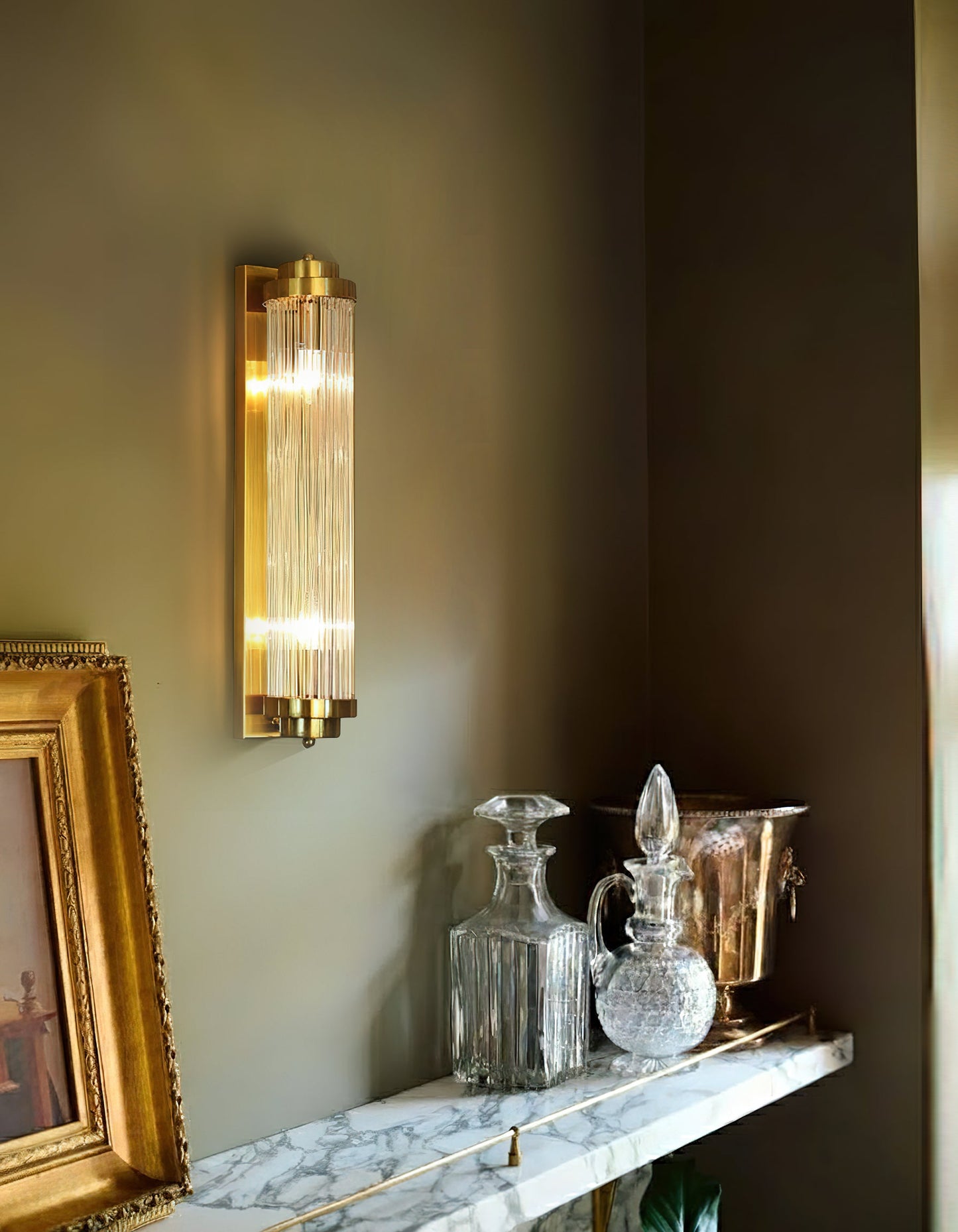 Reeded Glass Column Wall Sconce