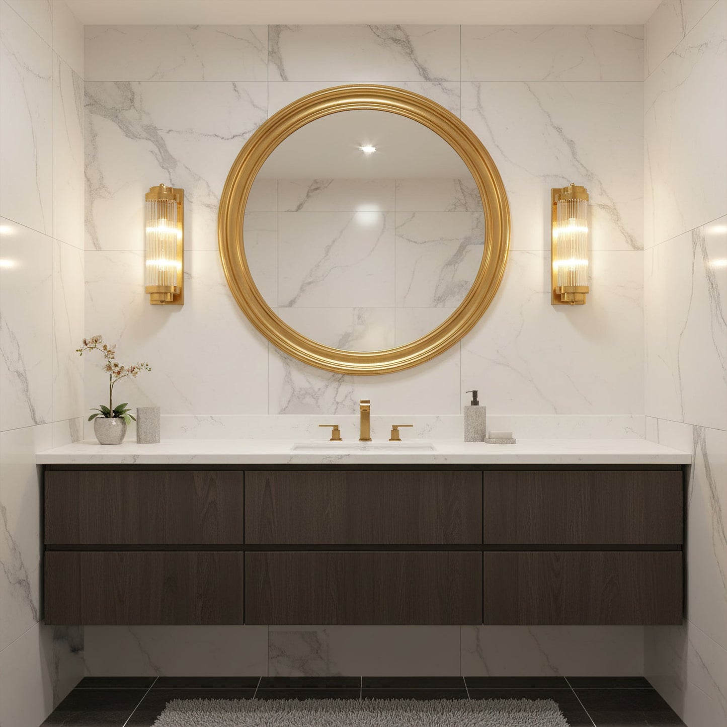 Reeded Glass Column Wall Sconce