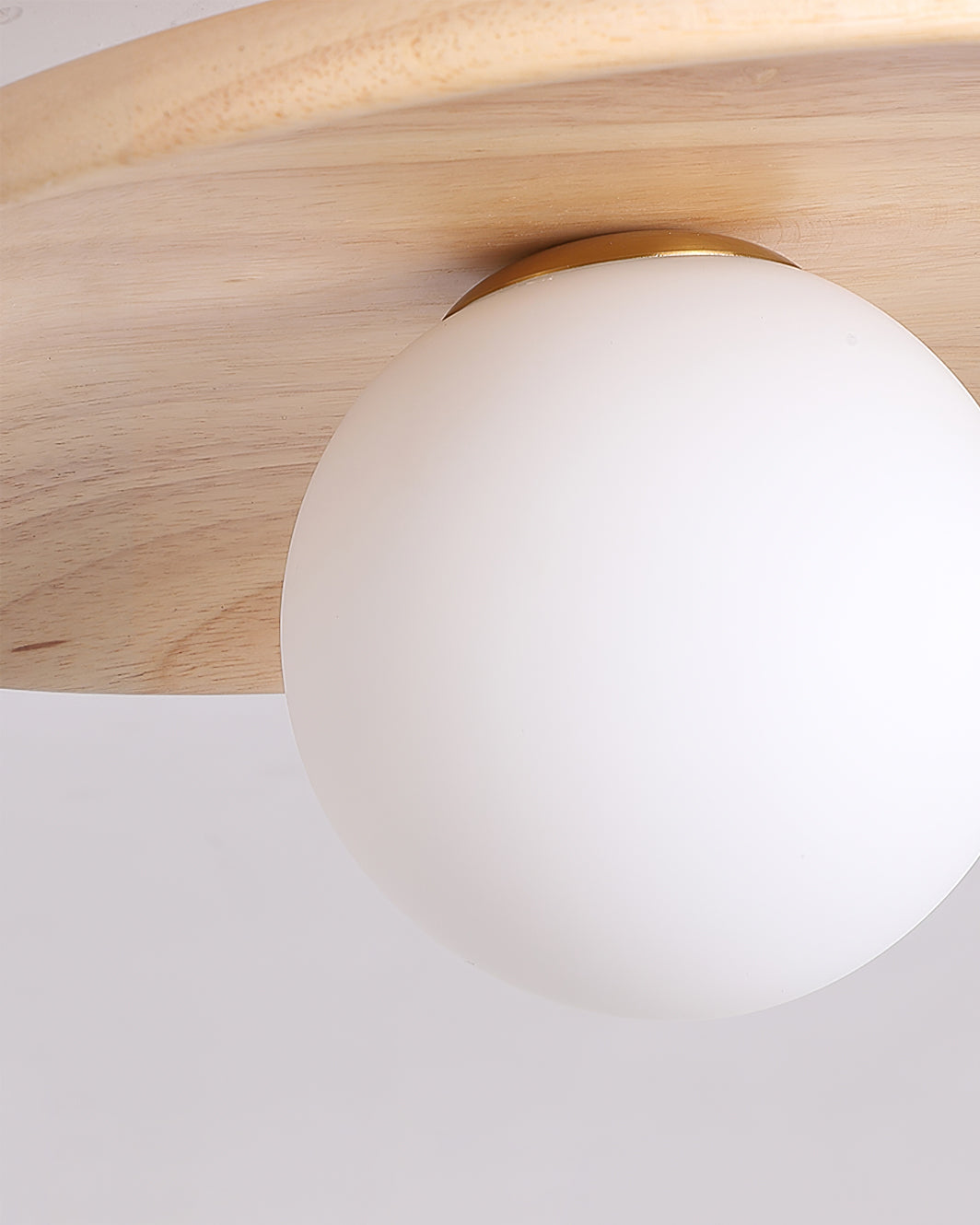 Ash Wood & Glass Slim Flush Mount Ceiling Light