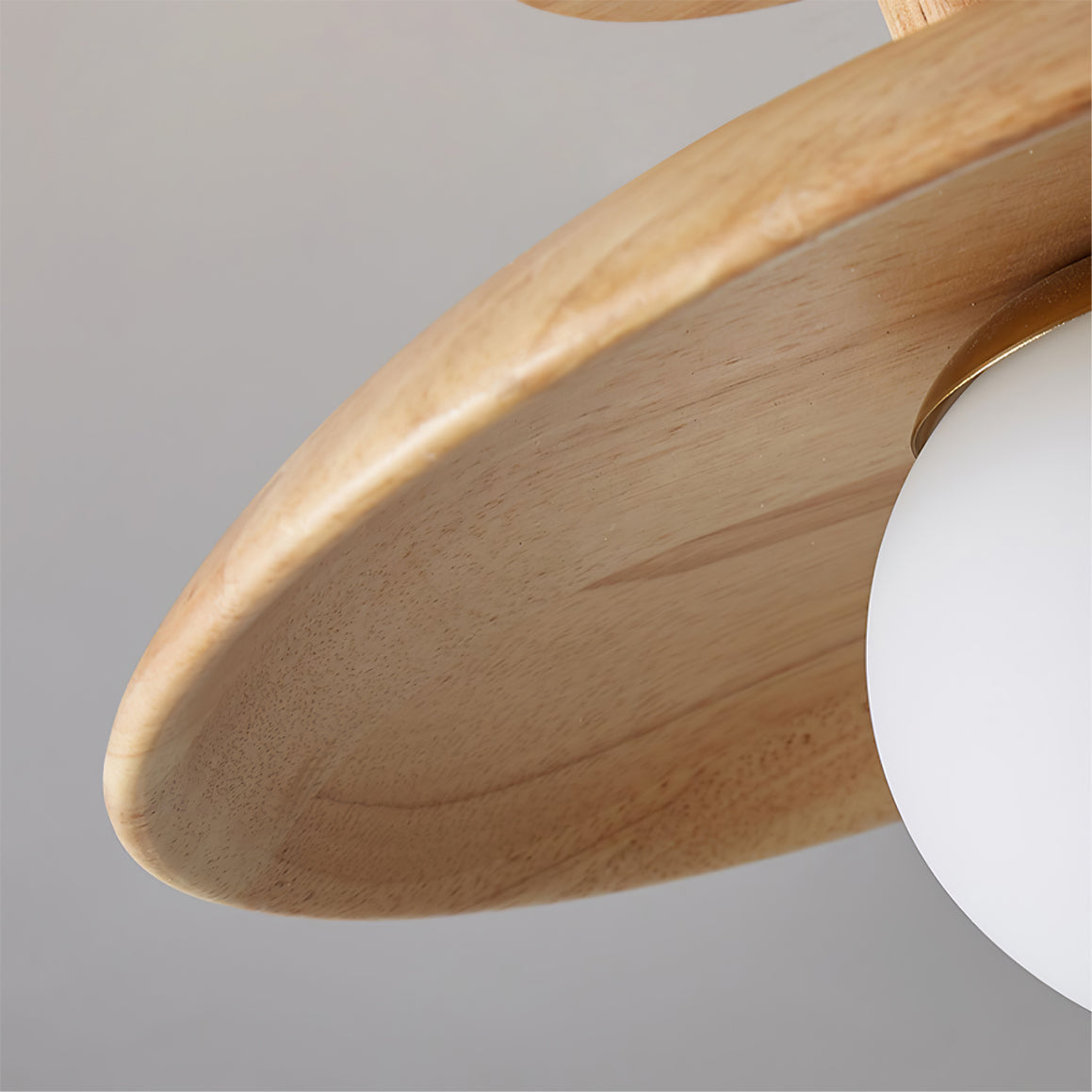 Ash Wood & Glass Slim Flush Mount Ceiling Light