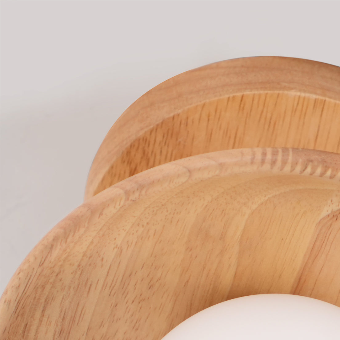 Ash Wood & Glass Slim Flush Mount Ceiling Light