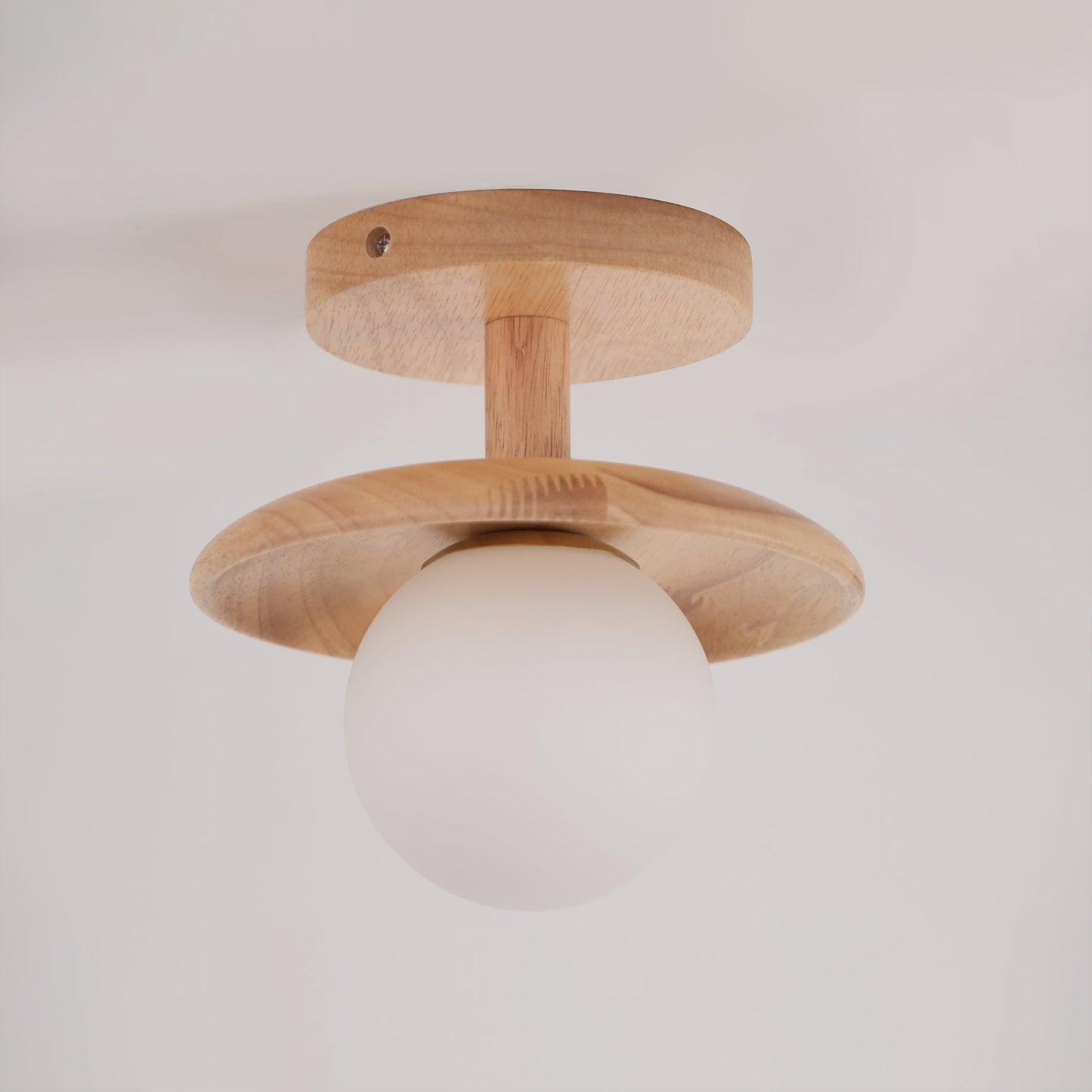 Ash Wood & Glass Slim Flush Mount Ceiling Light