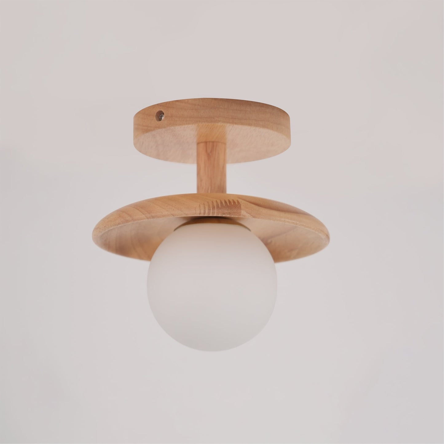Ash Wood & Glass Slim Flush Mount Ceiling Light