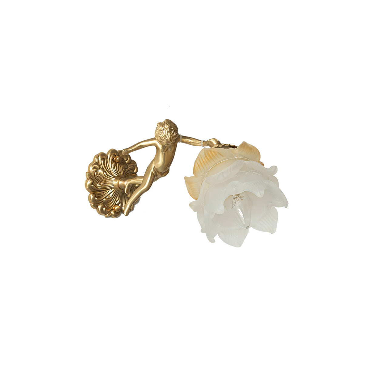 Cherub Brass and Glass Wall Sconce