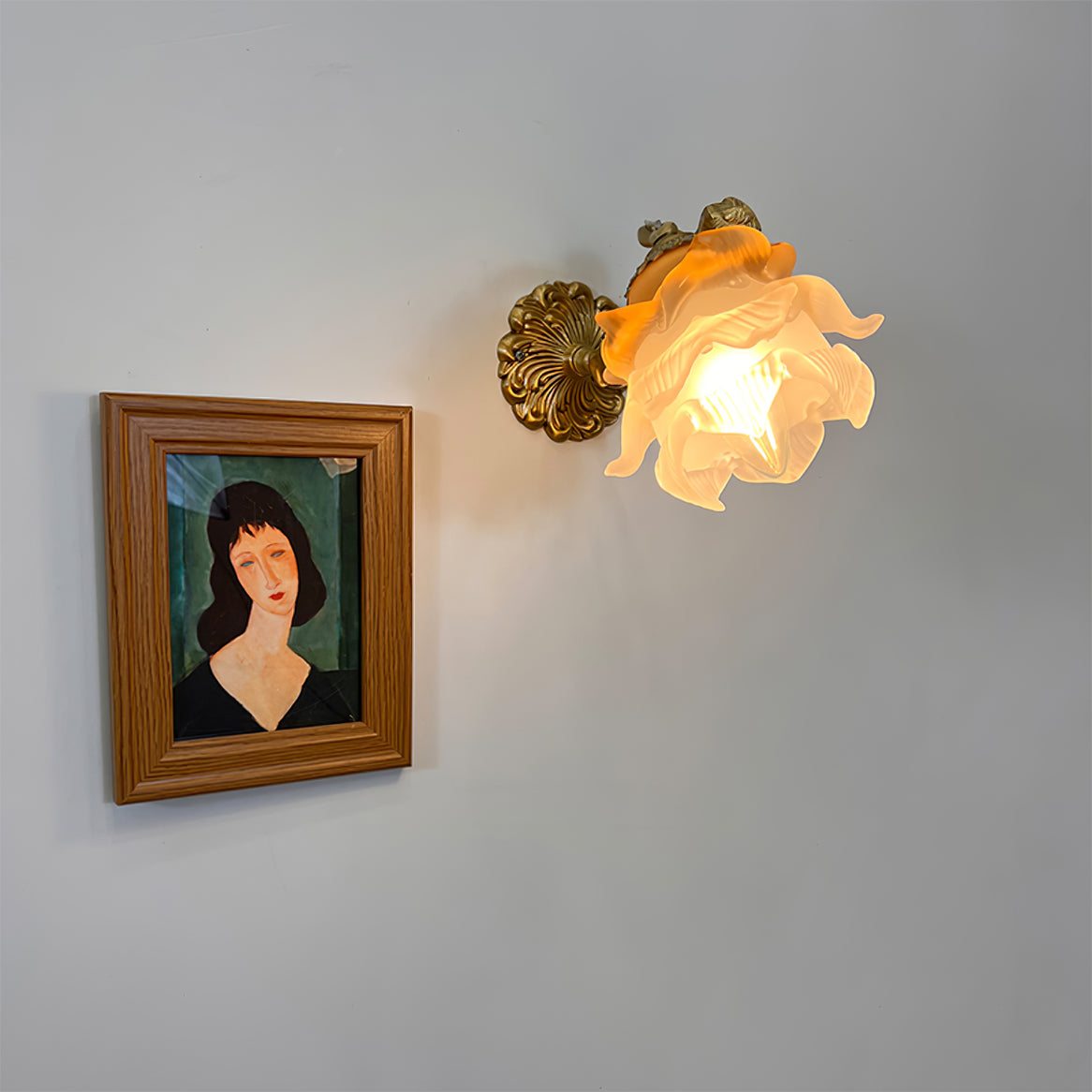 Cherub Brass and Glass Wall Sconce