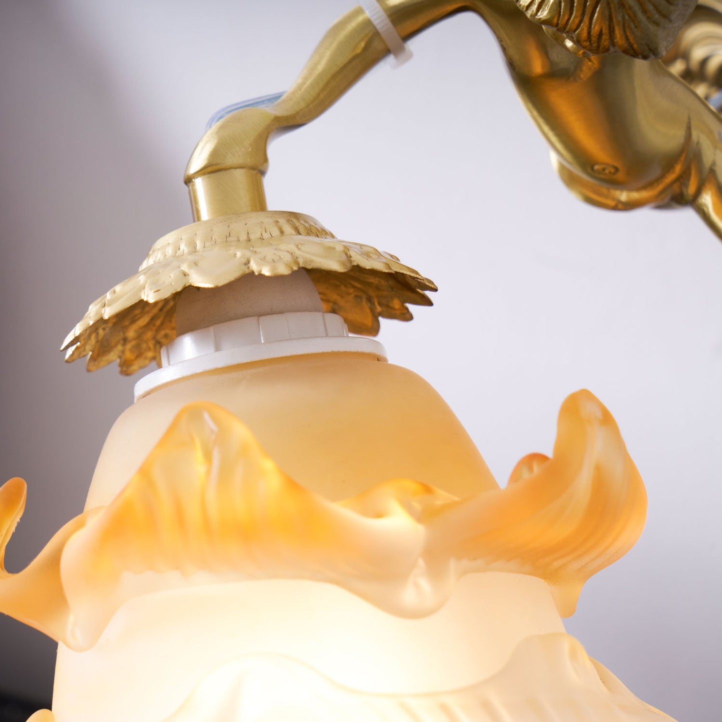 Cherub Brass and Glass Wall Sconce