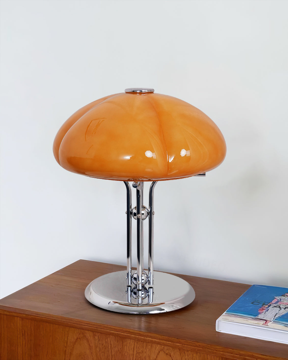 Four Leaf Amber Glass Table Lamp