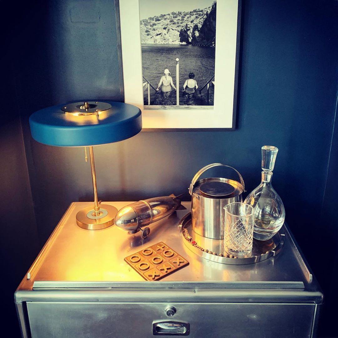 Spun Metal Pull Chain Table Lamp