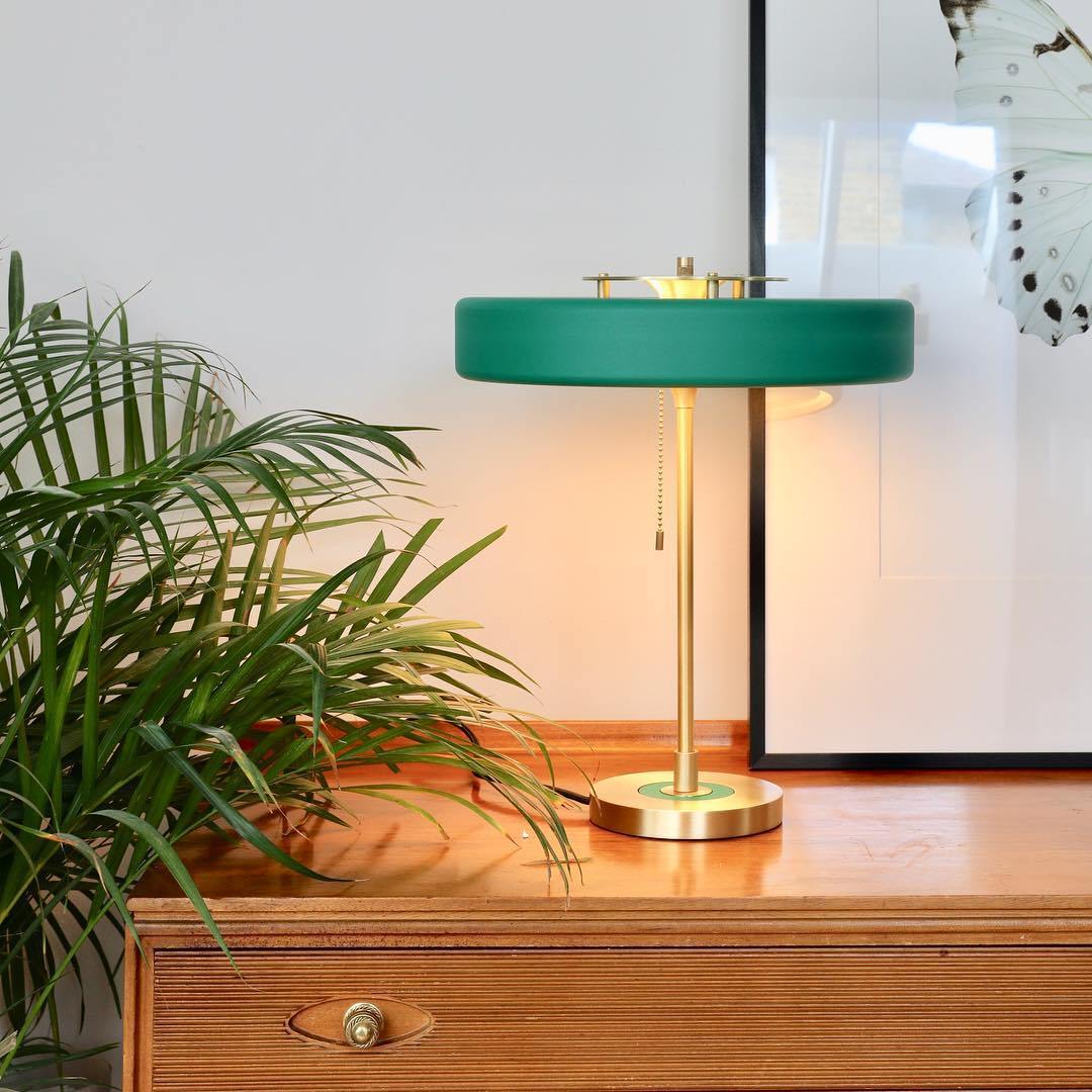 Spun Metal Pull Chain Table Lamp