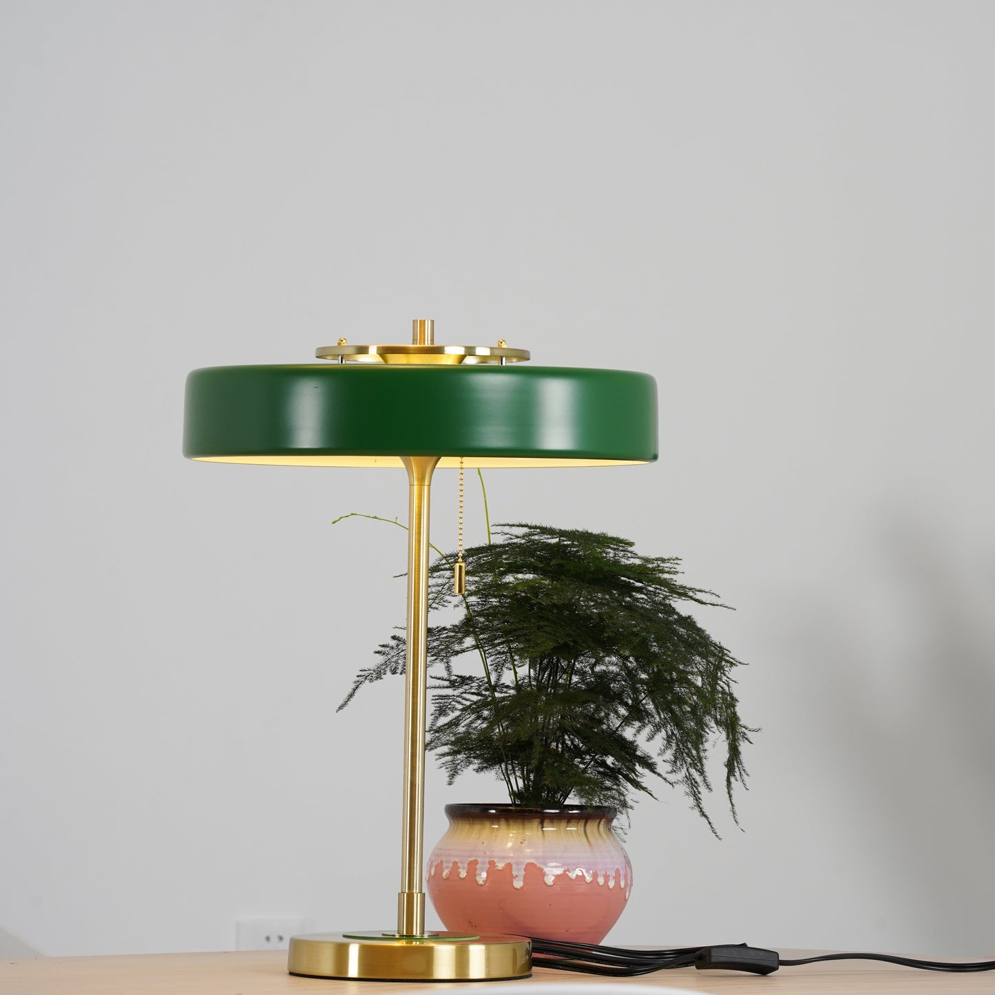 Spun Metal Pull Chain Table Lamp