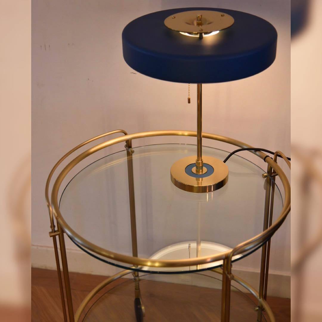Spun Metal Pull Chain Table Lamp