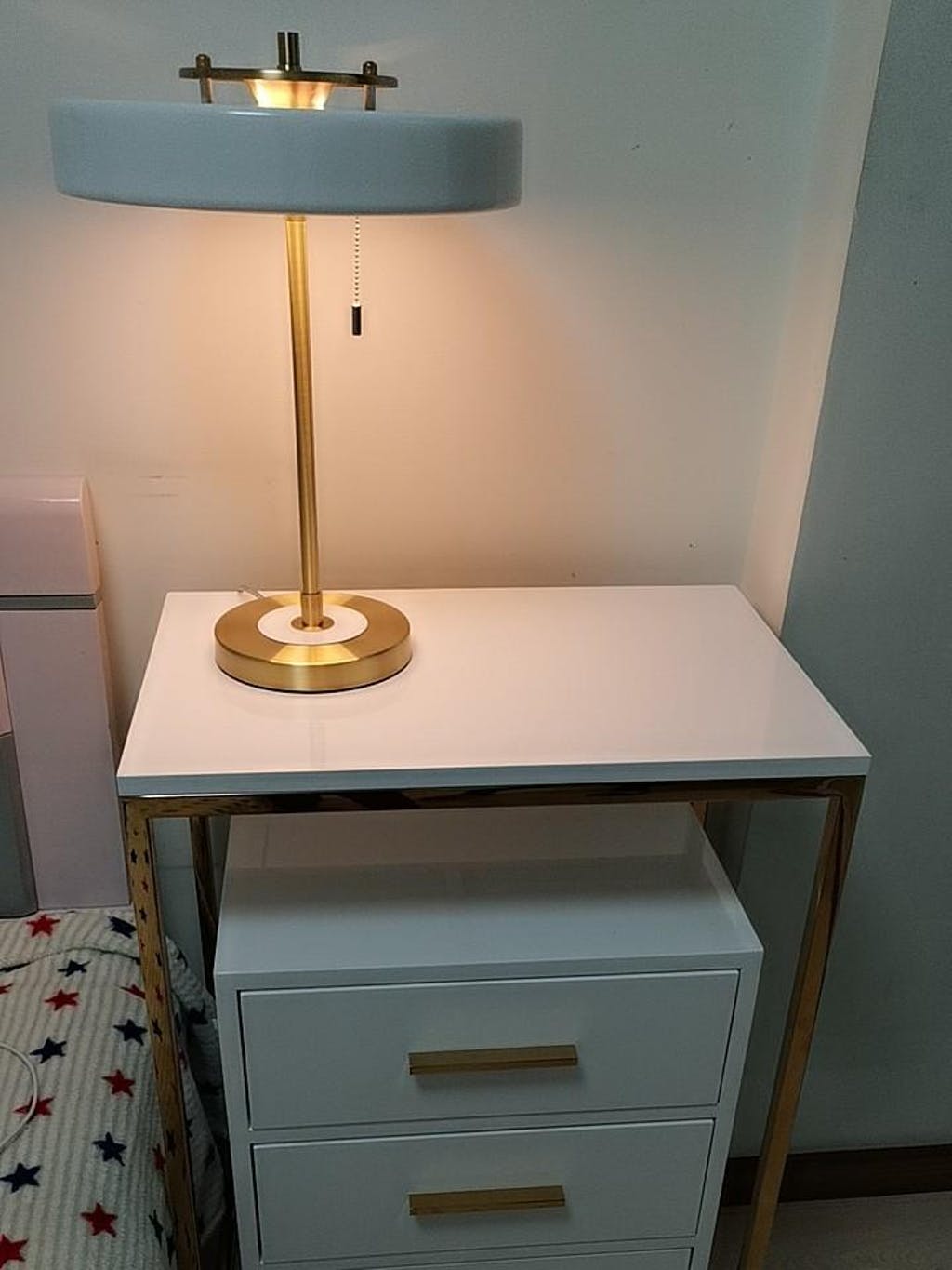 Spun Metal Pull Chain Table Lamp