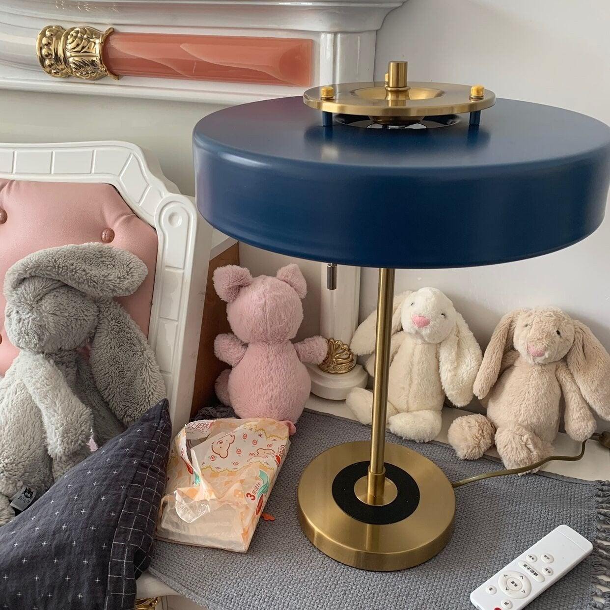 Spun Metal Pull Chain Table Lamp