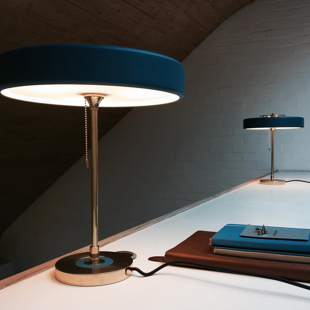 Spun Metal Pull Chain Table Lamp
