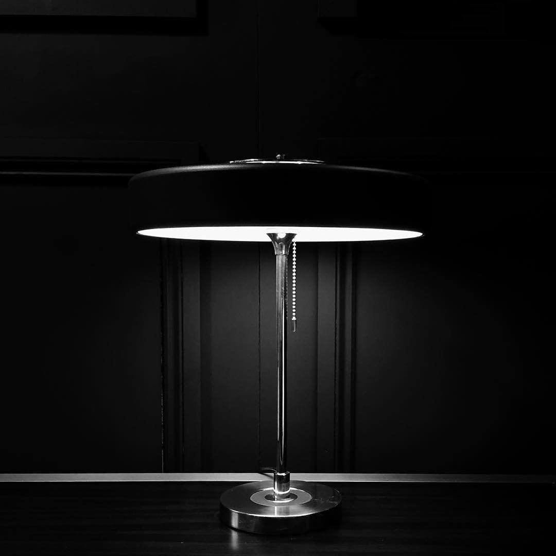 Spun Metal Pull Chain Table Lamp