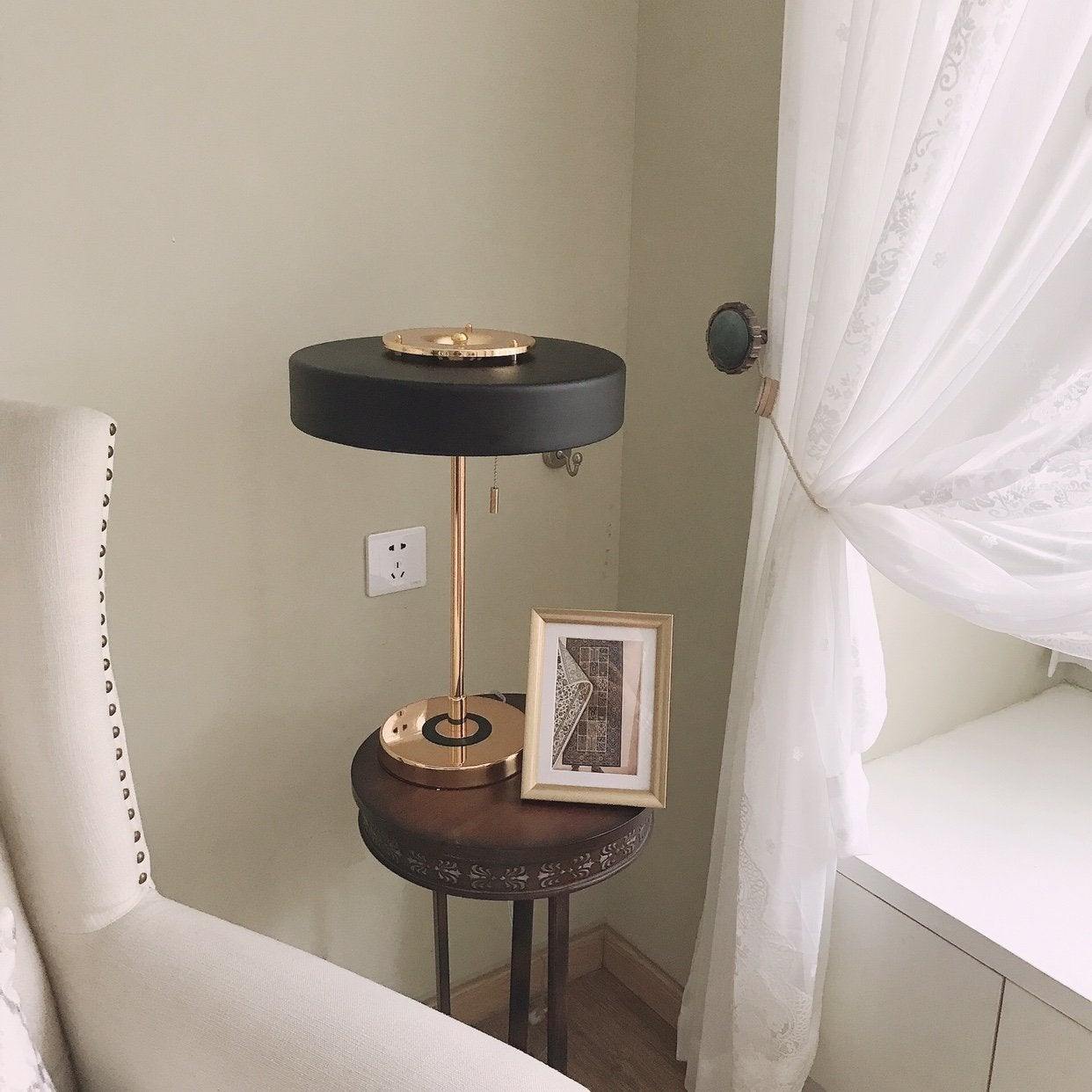 Spun Metal Pull Chain Table Lamp