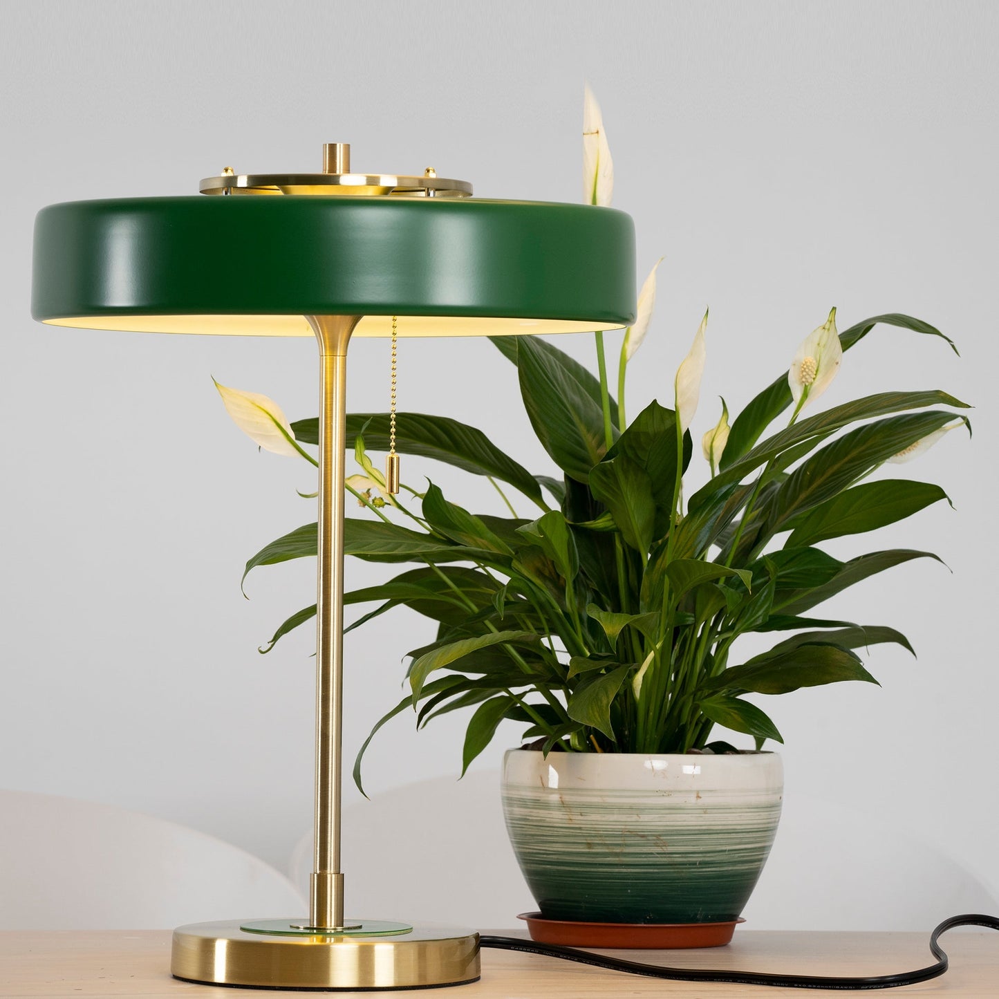 Spun Metal Pull Chain Table Lamp
