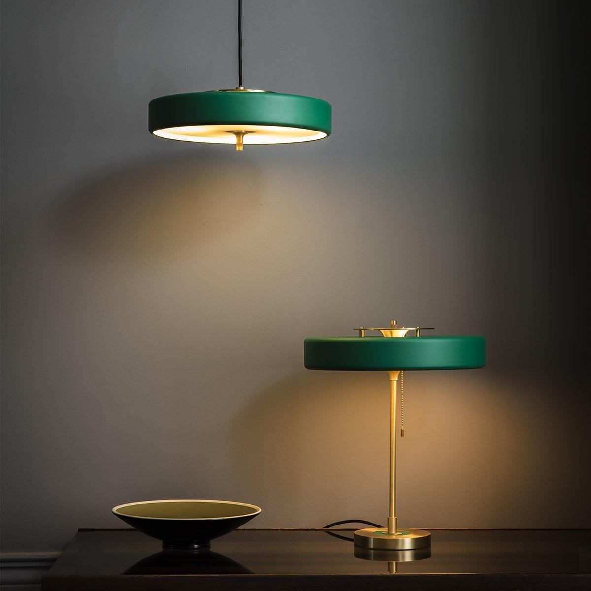Spun Metal Pull Chain Table Lamp