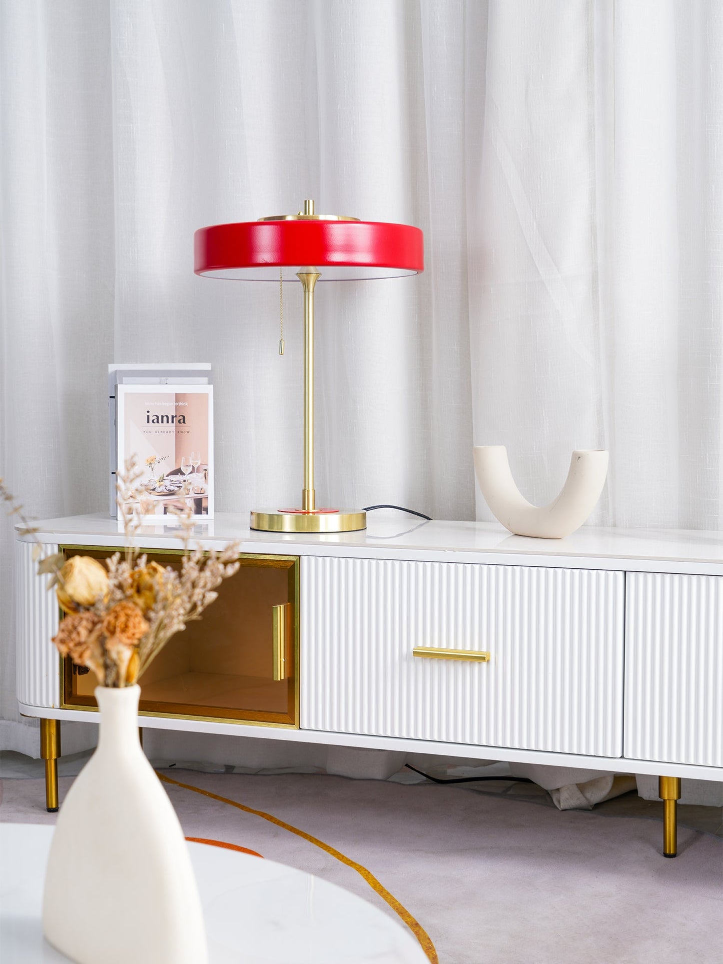 Spun Metal Pull Chain Table Lamp