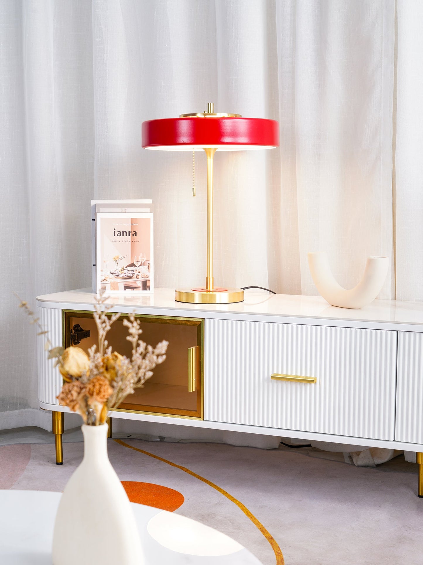 Spun Metal Pull Chain Table Lamp
