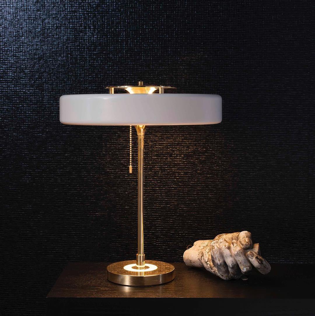 Spun Metal Pull Chain Table Lamp