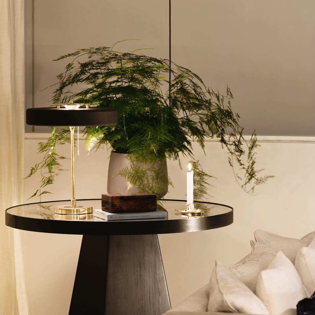 Spun Metal Pull Chain Table Lamp