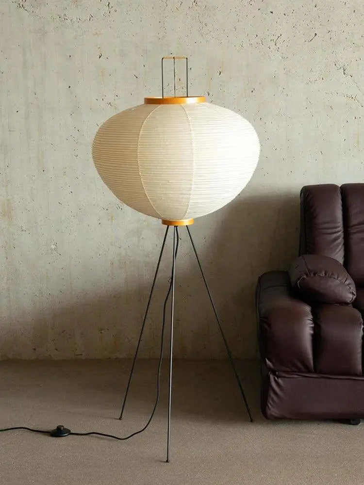 Rice Paper Lantern Floor Lamp — Sculptural Tripod Ambient Light for Living Room, Bedroom, Study and Reading Corner, Soft-Glow Paper Shade Floor Lamp Erbstuk