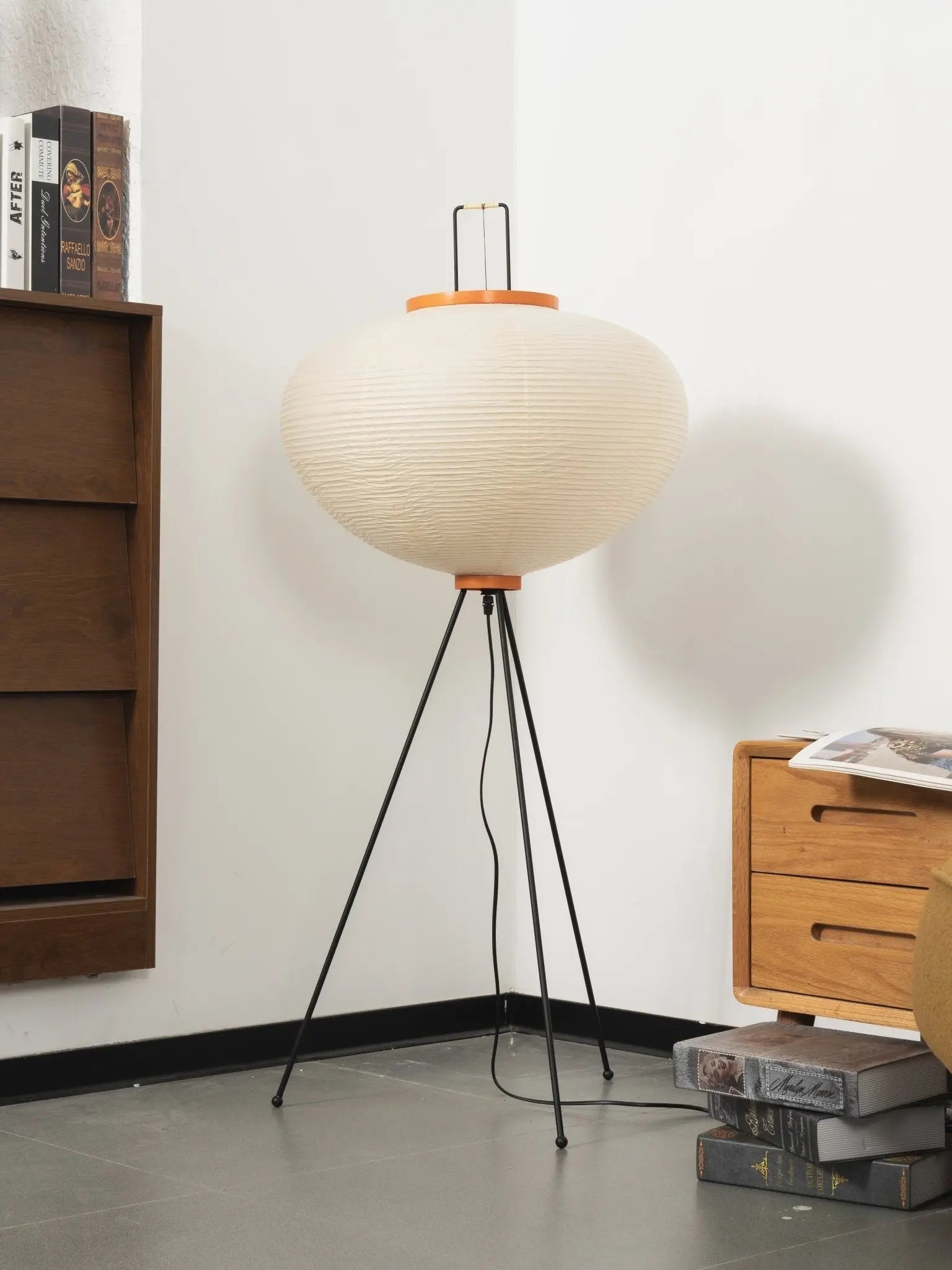 Rice Paper Lantern Floor Lamp — Sculptural Tripod Ambient Light for Living Room, Bedroom, Study and Reading Corner, Soft-Glow Paper Shade Floor Lamp Erbstuk
