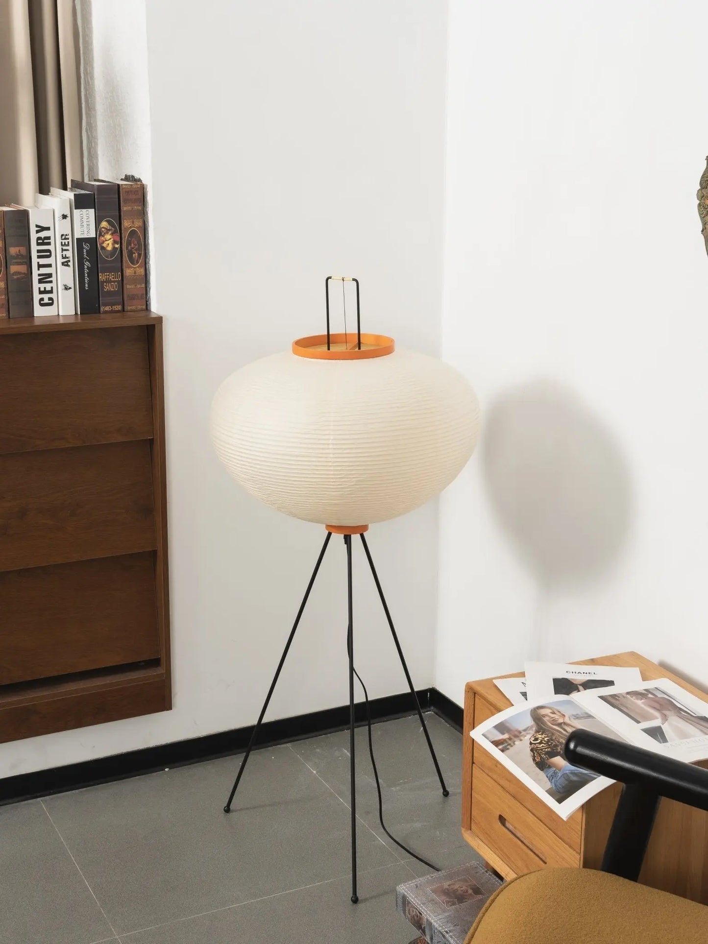Rice Paper Lantern Floor Lamp — Sculptural Tripod Ambient Light for Living Room, Bedroom, Study and Reading Corner, Soft-Glow Paper Shade Floor Lamp Erbstuk