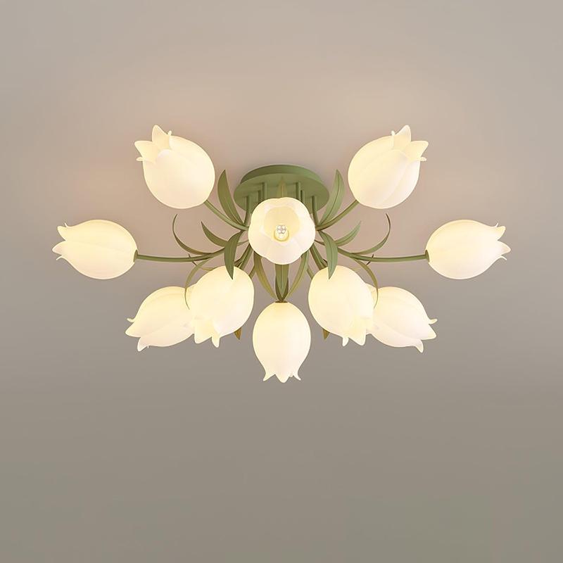 Bell Flower Branch Semi-Flush Ceiling Light — Multi-Head
