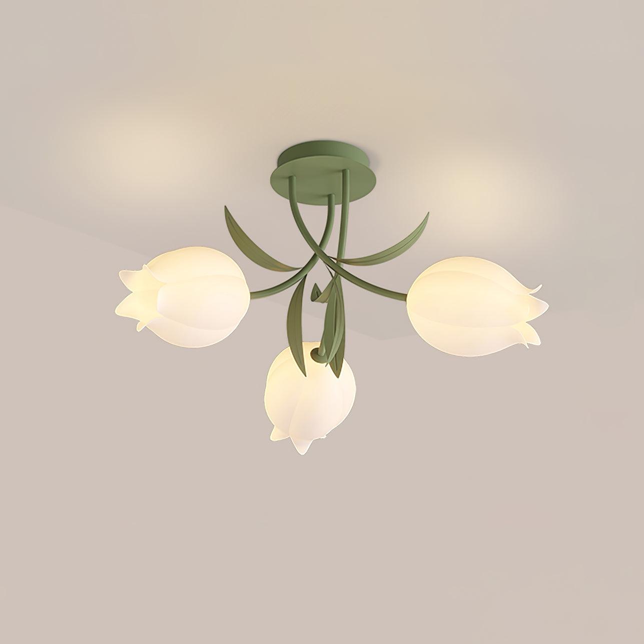 Bell Flower Branch Semi-Flush Ceiling Light — Multi-Head