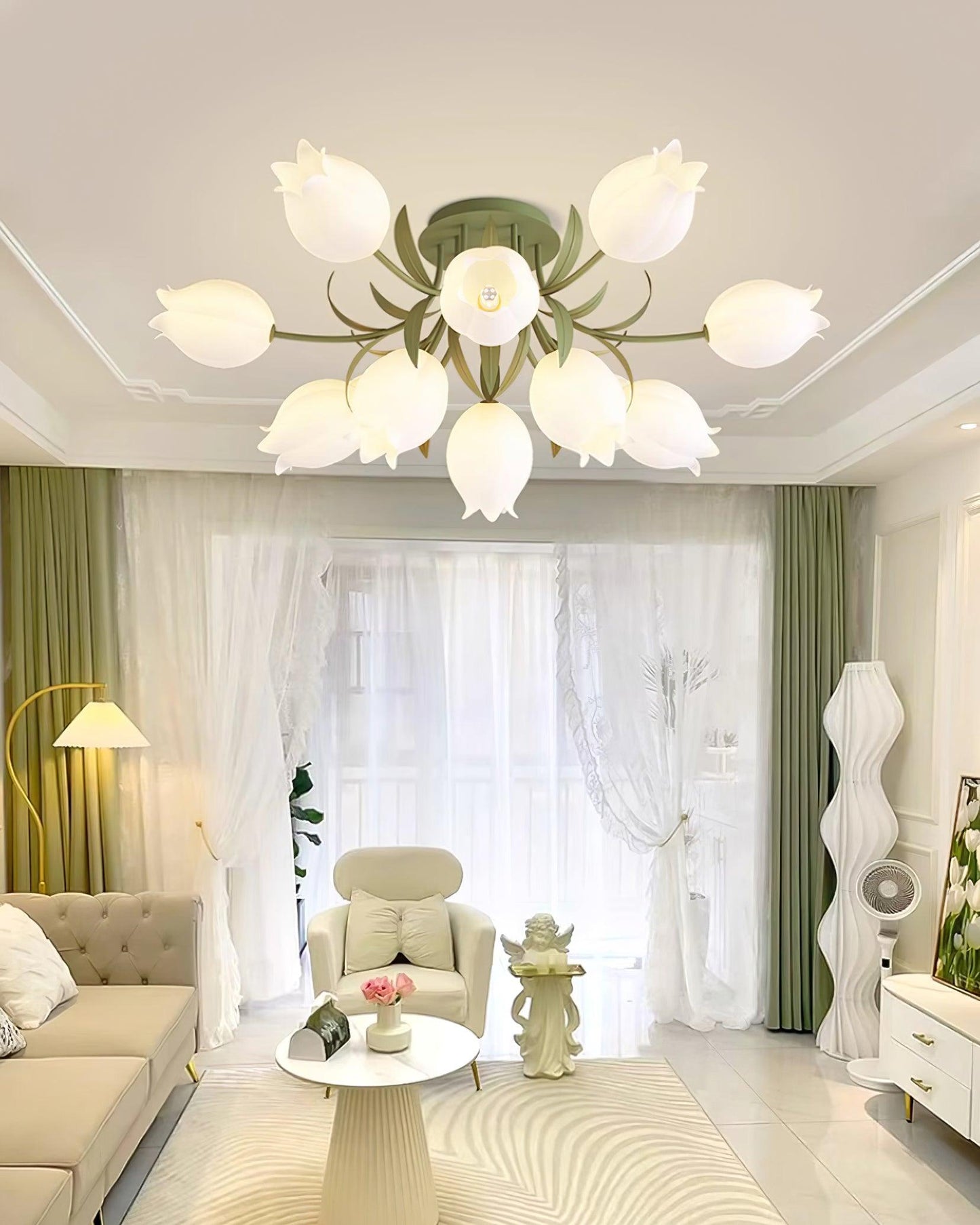Bell Flower Branch Semi-Flush Ceiling Light — Multi-Head