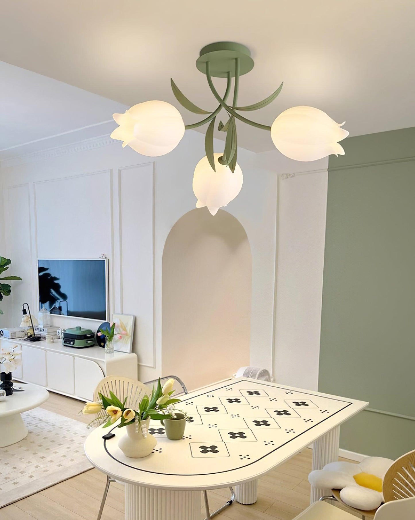 Bell Flower Branch Semi-Flush Ceiling Light — Multi-Head