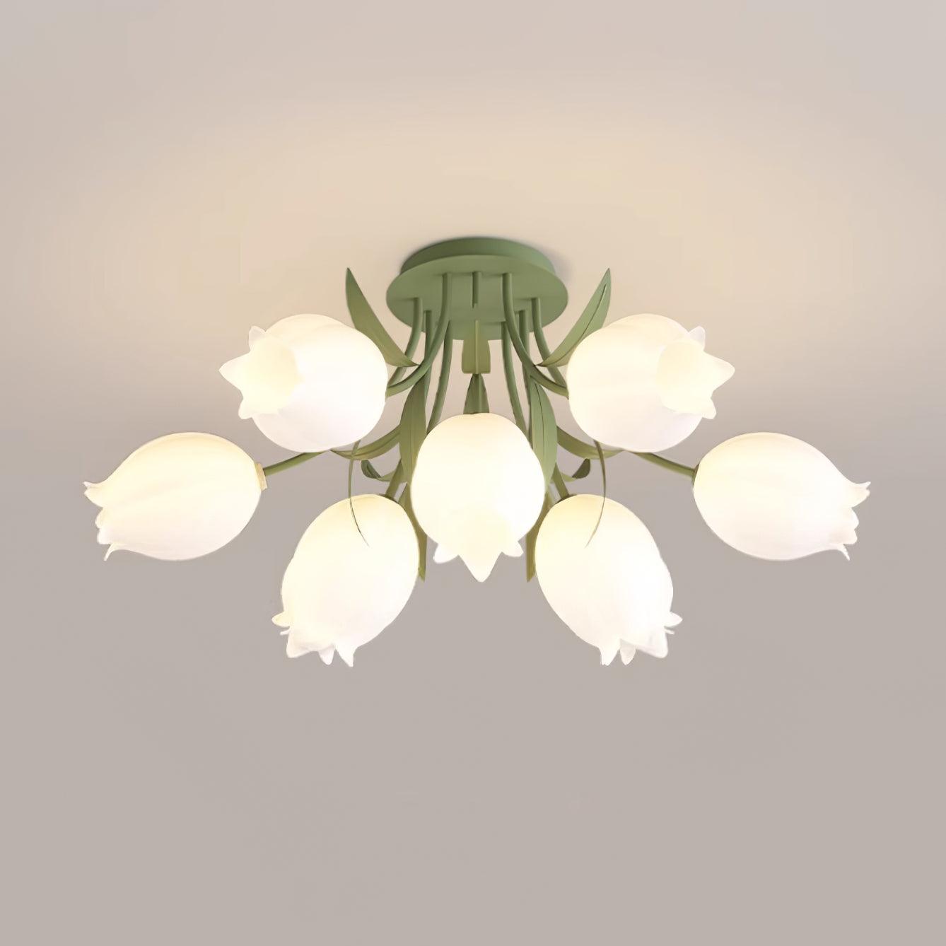 Bell Flower Branch Semi-Flush Ceiling Light — Multi-Head