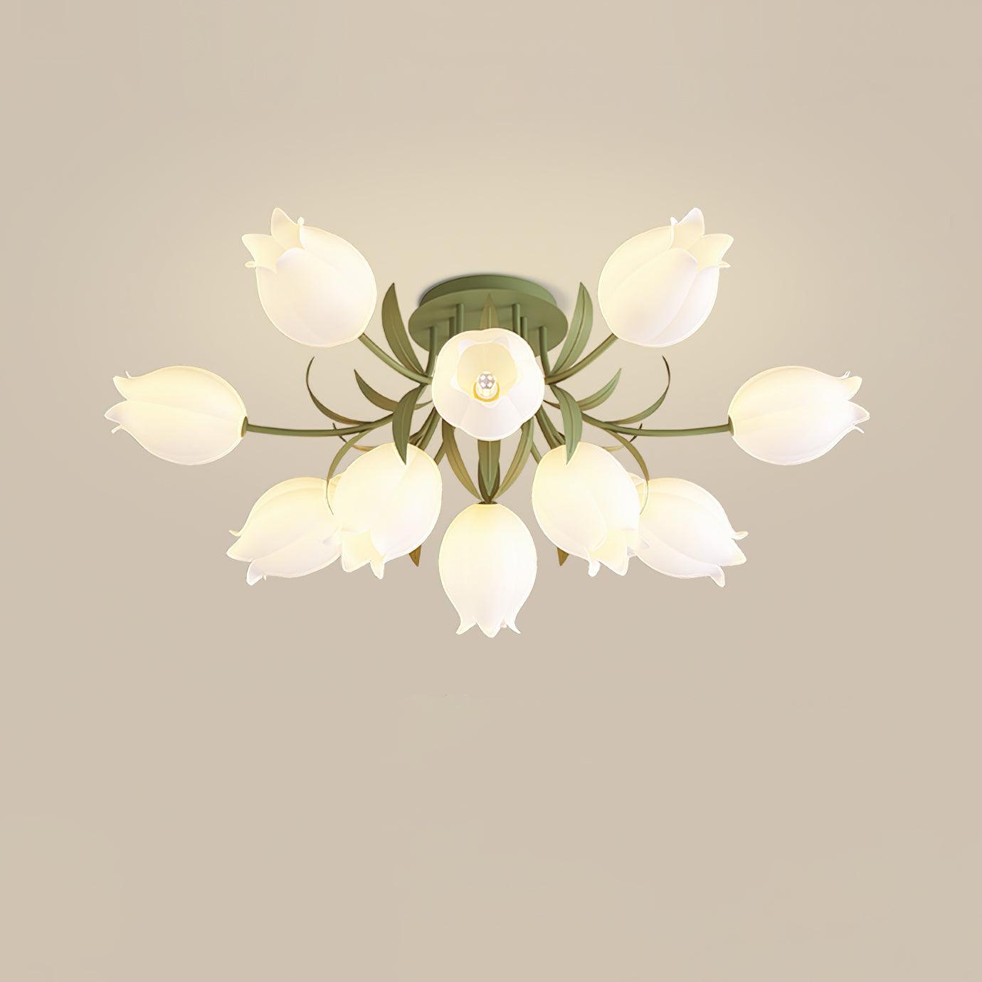 Bell Flower Branch Semi-Flush Ceiling Light — Multi-Head