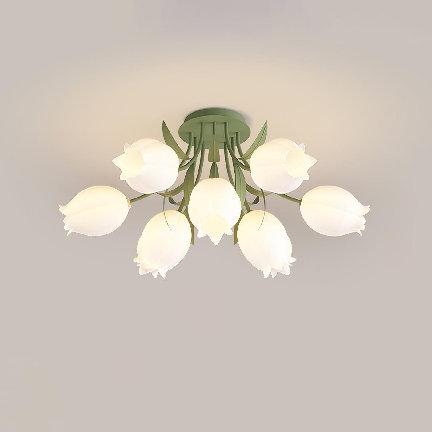 Bell Flower Branch Semi-Flush Ceiling Light — Multi-Head