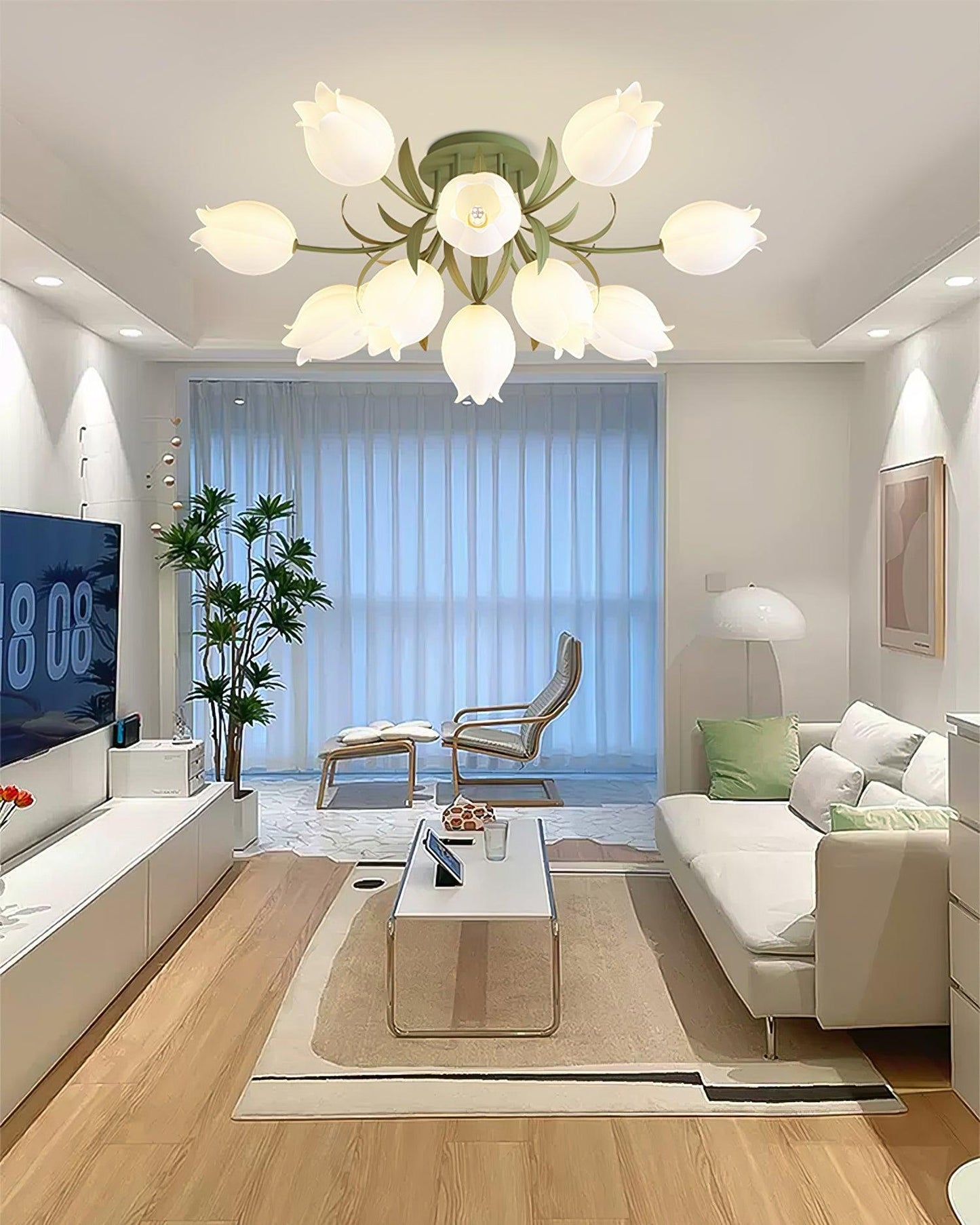 Bell Flower Branch Semi-Flush Ceiling Light — Multi-Head
