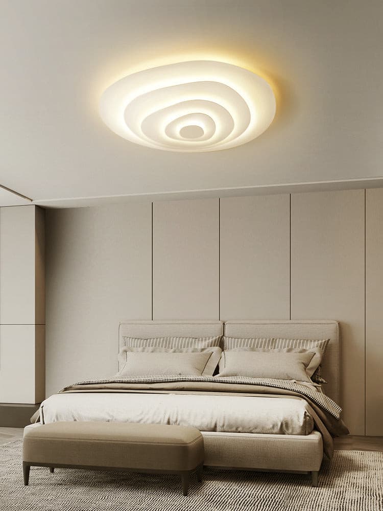 Tiered Ring Sculptural Flush Mount Ceiling Light — White